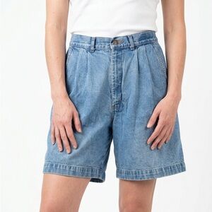 RGB BROWNS LIGHT WASH PLEATED VINTAGE DENIM SHORTS WOMAN W32.5